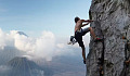 a person rock climbing